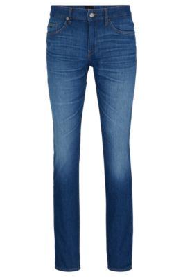 slim-fit jeans in super-soft blue italian denim- blue men's jeans