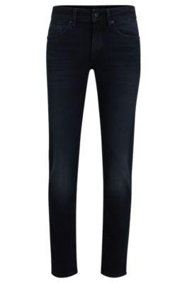slim-fit jeans in super-soft blue italian denim- dark blue men's jeans