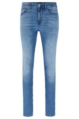 slim-fit jeans in super-soft blue stretch denim- blue men's jeans