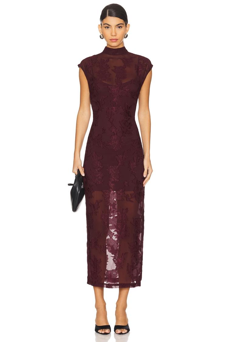 slim fit long dress with slip