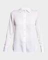 slim-fit long-sleeve stretch-silk blouse
