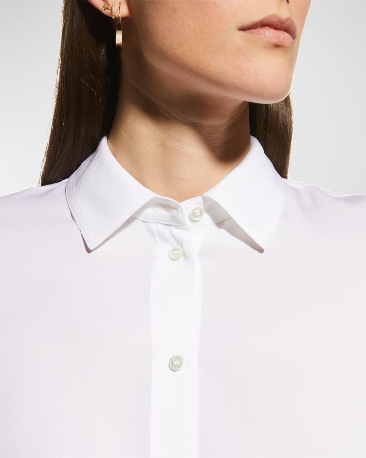 slim-fit long-sleeve stretch-silk blouse
