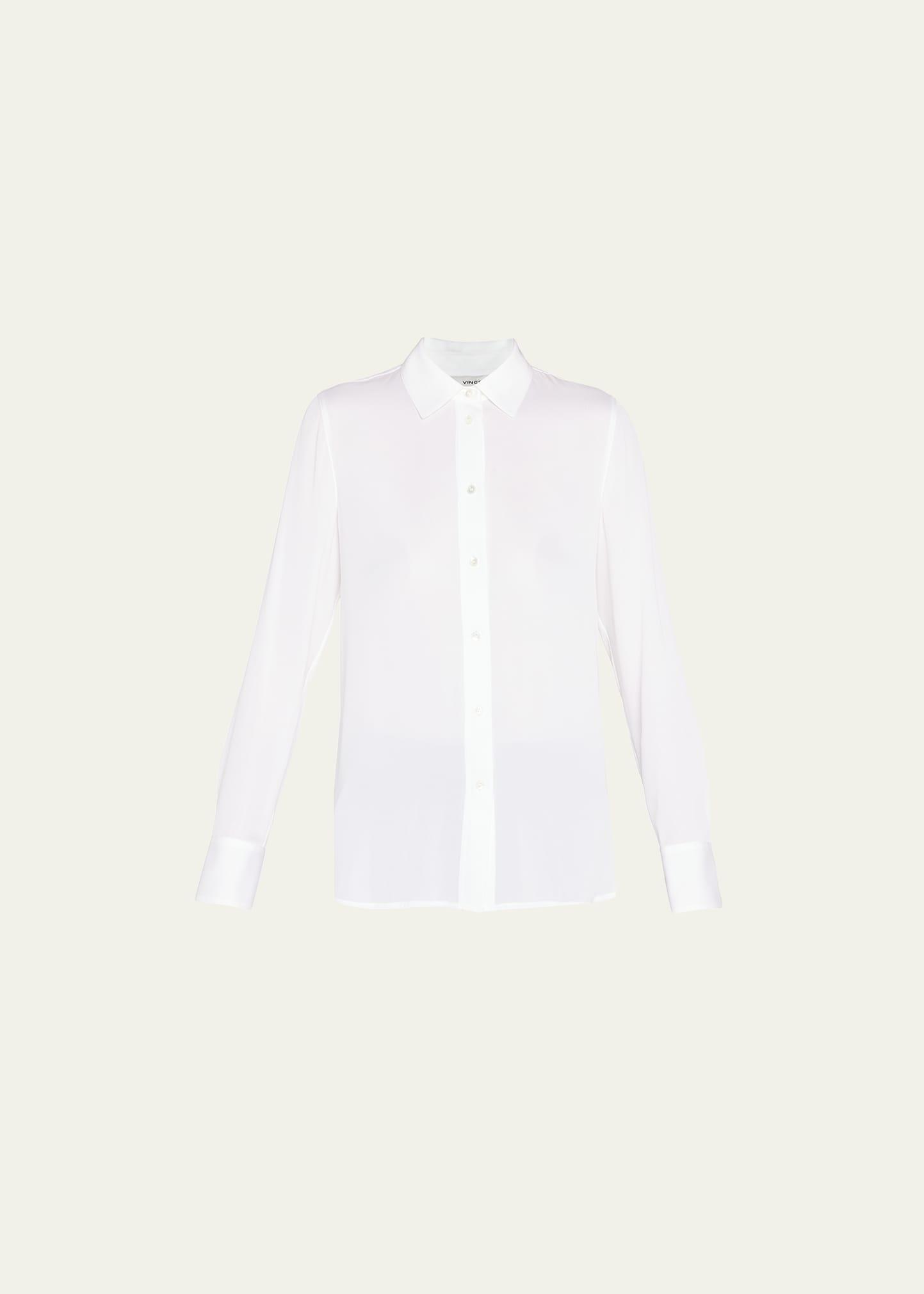 slim-fit long-sleeve stretch-silk blouse