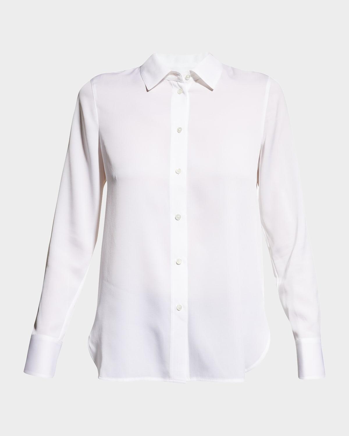 slim-fit long-sleeve stretch-silk blouse