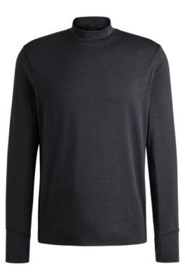 slim-fit long-sleeved t-shirt in temperature-regulating fabric- black men's t-shirts