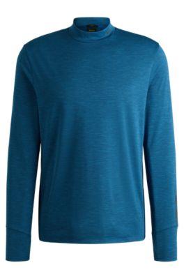 slim-fit long-sleeved t-shirt in temperature-regulating fabric- light blue men's t-shirts