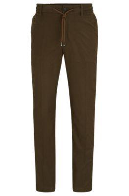 slim-fit pants in twill- light green men's casual pants