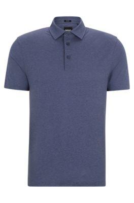 slim-fit polo shirt with striped collar- dark blue men's polo shirts