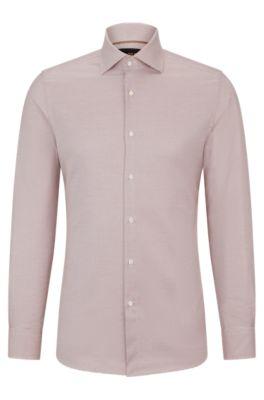 slim-fit shirt in cotton dobby- red men's shirts