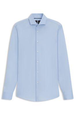 slim-fit shirt in easy-iron poplin- light blue men's shirts