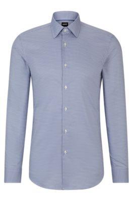 slim-fit shirt in printed twill- light blue men's shirts