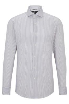 slim-fit shirt in striped performance-stretch fabric- light green men's shirts