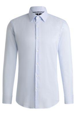 slim-fit shirt in striped performance-stretch material- white men's shirts