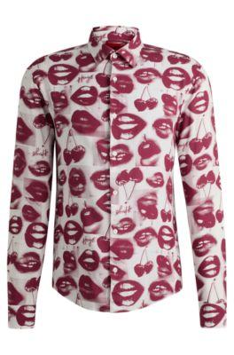 slim-fit shirt with seasonal print- patterned men's shirts