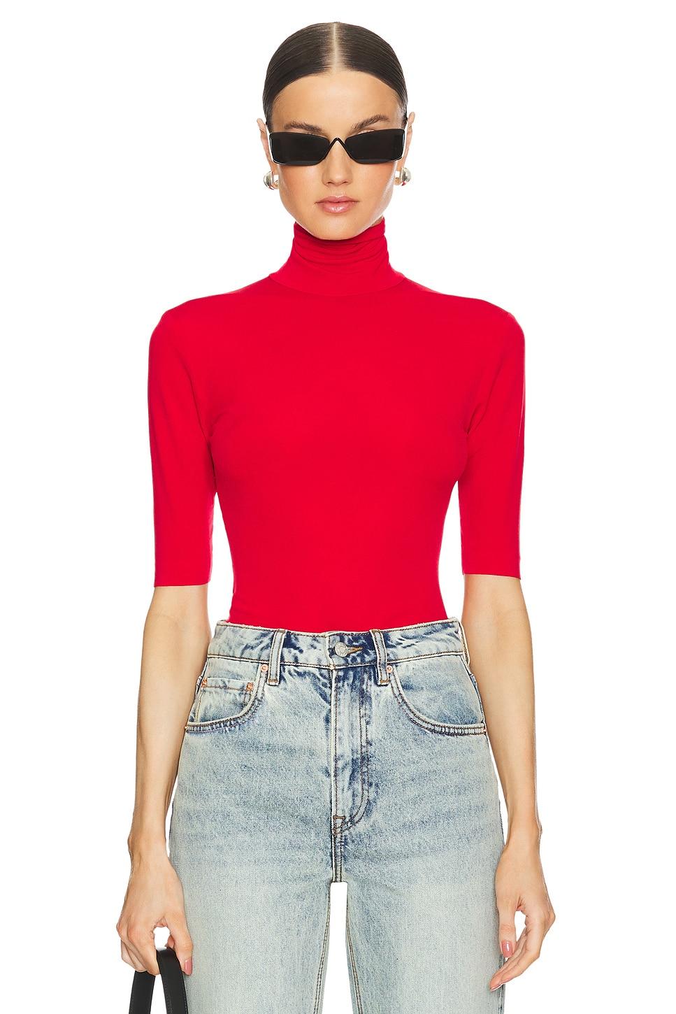 slim fit short sleeve turtleneck top