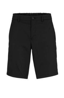 slim-fit shorts in water-repellent twill- black men's shorts