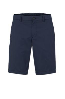 slim-fit shorts in water-repellent twill- dark blue men's shorts