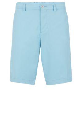 slim-fit shorts in water-repellent twill- light blue men's shorts