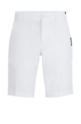 slim-fit shorts in water-repellent twill- white men's shorts