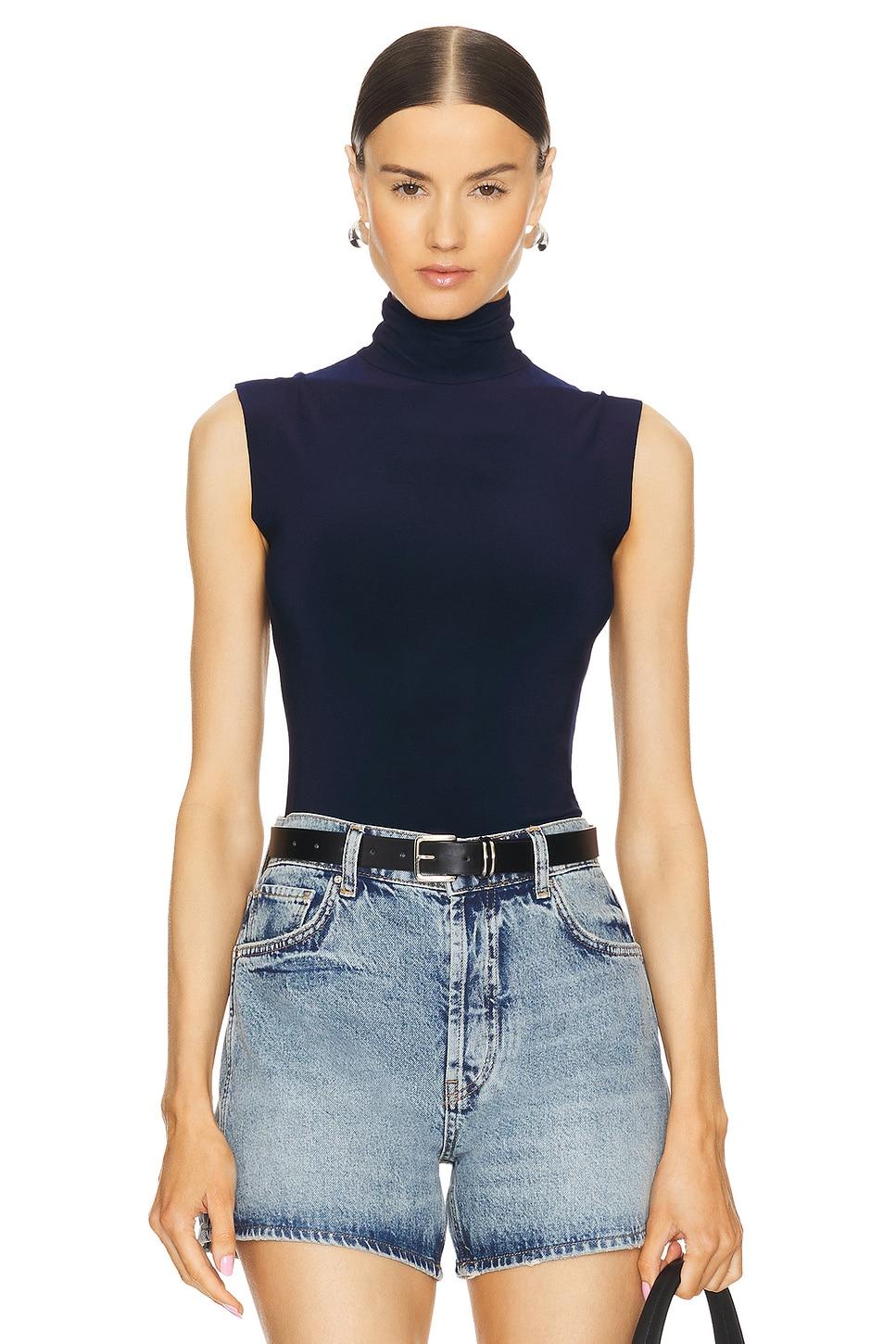 slim fit sleeveless turtleneck top