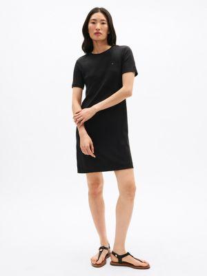slim fit solid short-sleeve dress