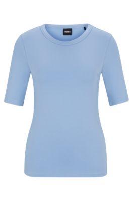 slim-fit t-shirt in a stretch-modal blend- blue women's t-shirts