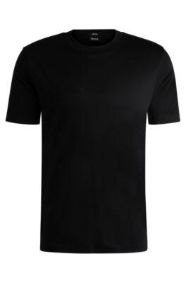 slim-fit t-shirt in mercerized cotton- black men's t-shirts
