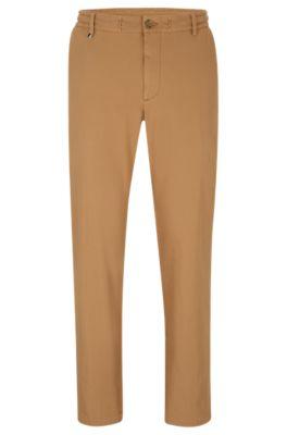 slim-fit trousers in a cotton blend- beige men's casual pants
