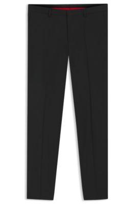 slim-fit trousers in performance-stretch wool- black men's business pants