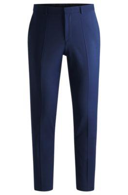 slim-fit trousers in performance-stretch wool- light blue men's business pants