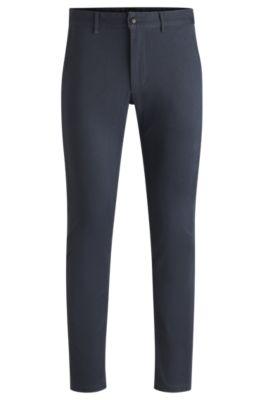 slim-fit trousers in printed stretch-cotton twill- light blue men's casual pants