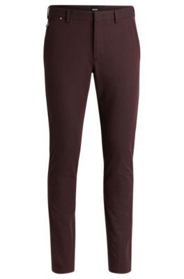 slim-fit trousers in stretch cotton- light red men's casual pants