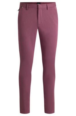 slim-fit trousers in stretch cotton- purple men's casual pants