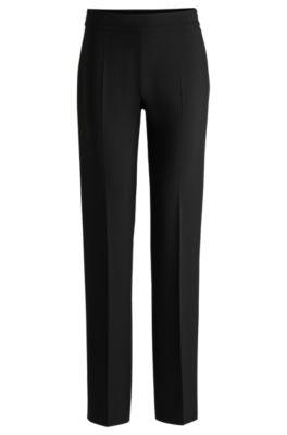 slim-fit trousers in stretch fabric- black women's formal pants