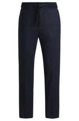 slim-fit trousers in super-flex flannel- blue men's casual pants