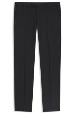 slim-fit trousers in virgin wool with stretch- light grey men's business pants