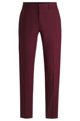 slim-fit trousers in wool poplin- dark pink men's business pants