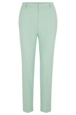slim-fit trousers with slit hems- light green women's formal pants