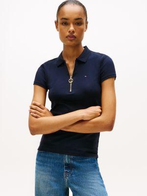 slim fit zip polo