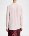 slim-fitted stretch silk button-front blouse