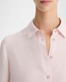 slim-fitted stretch silk button-front blouse