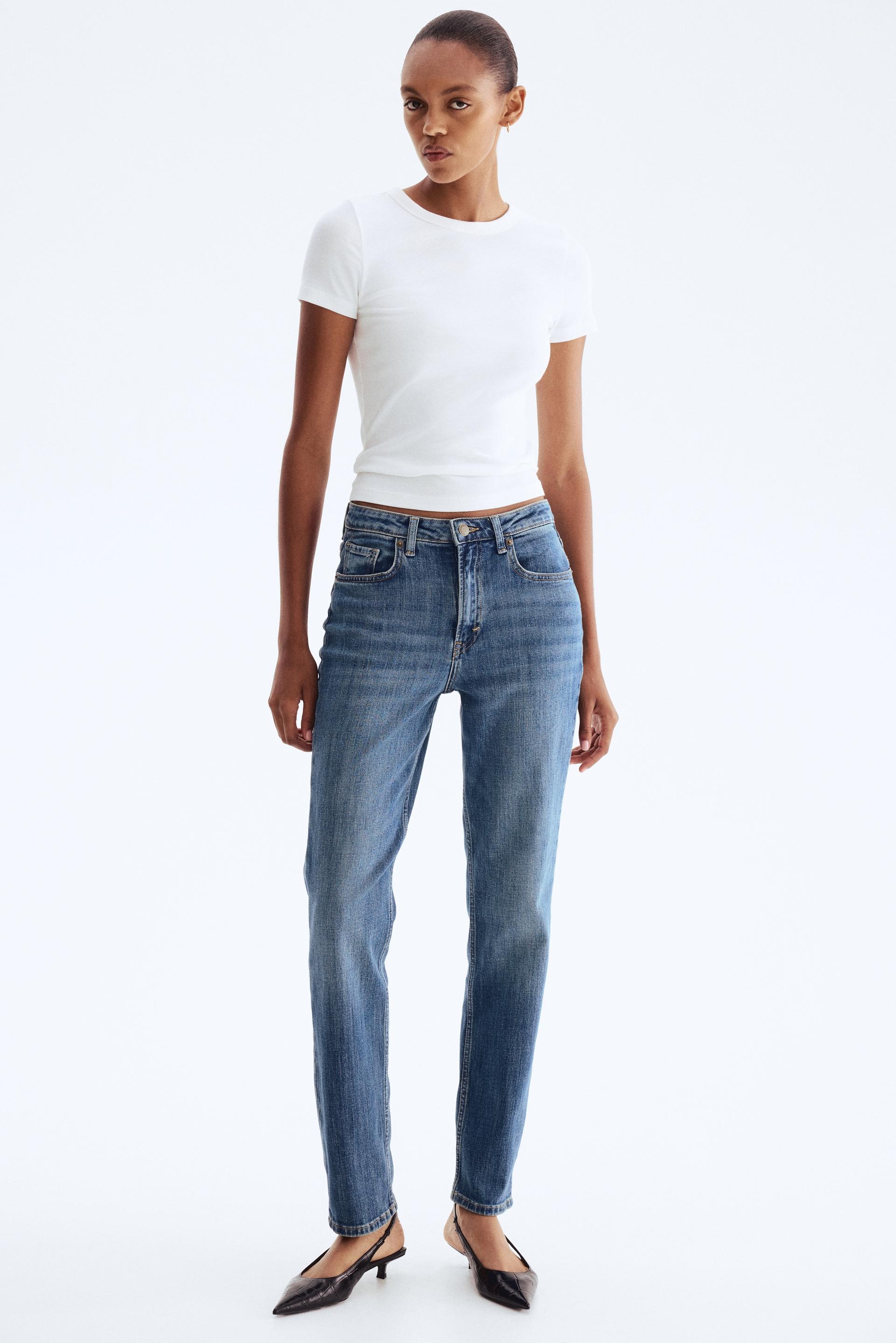 slim high-rise straight-leg jeans