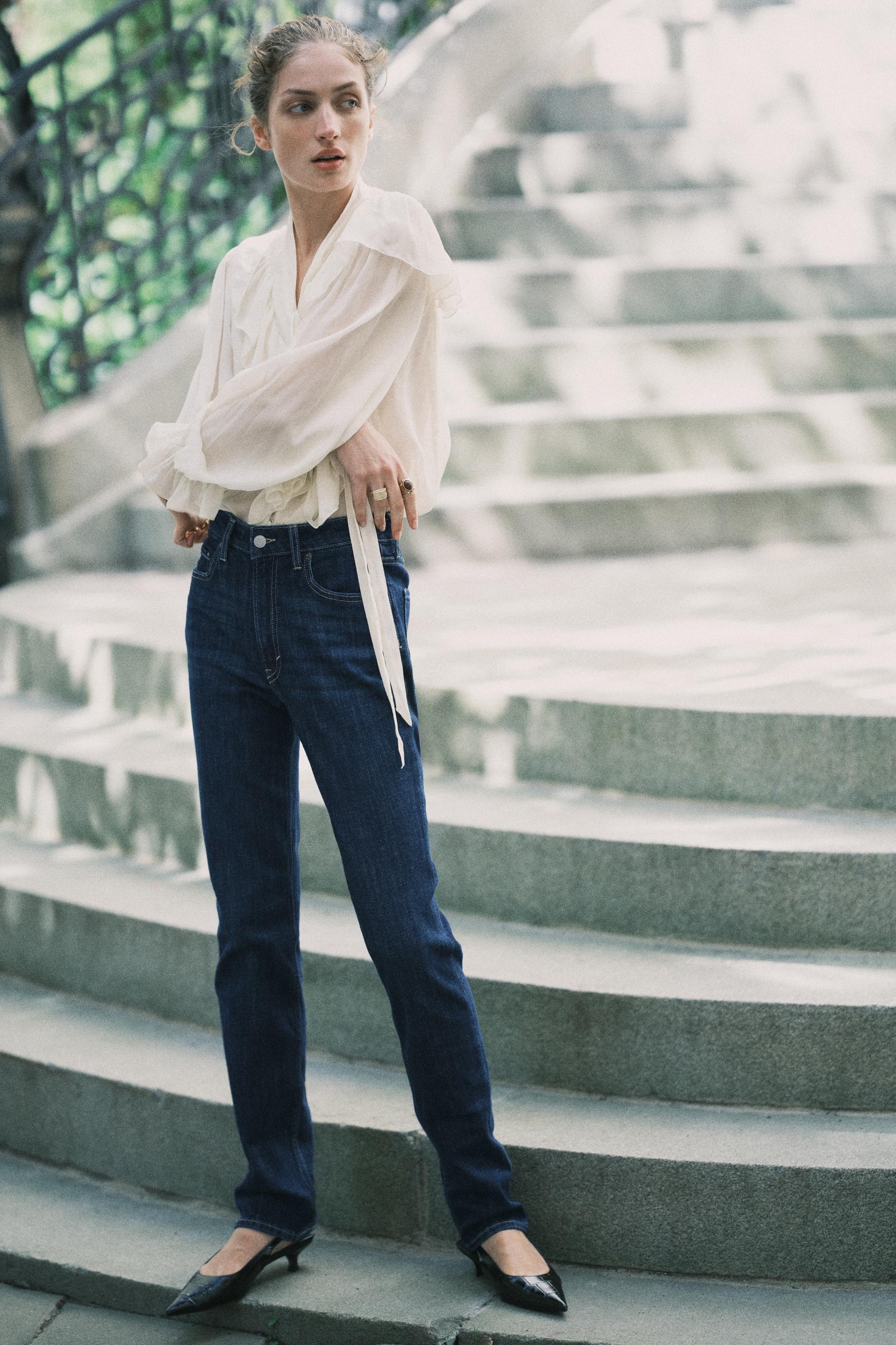 slim high-rise straight-leg jeans