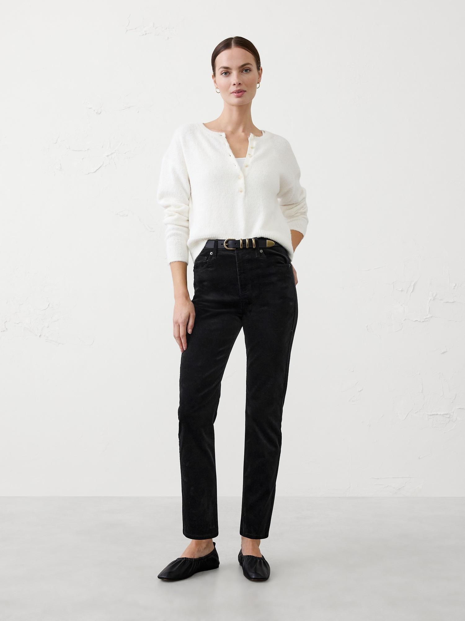 slim high-rise velvet pants