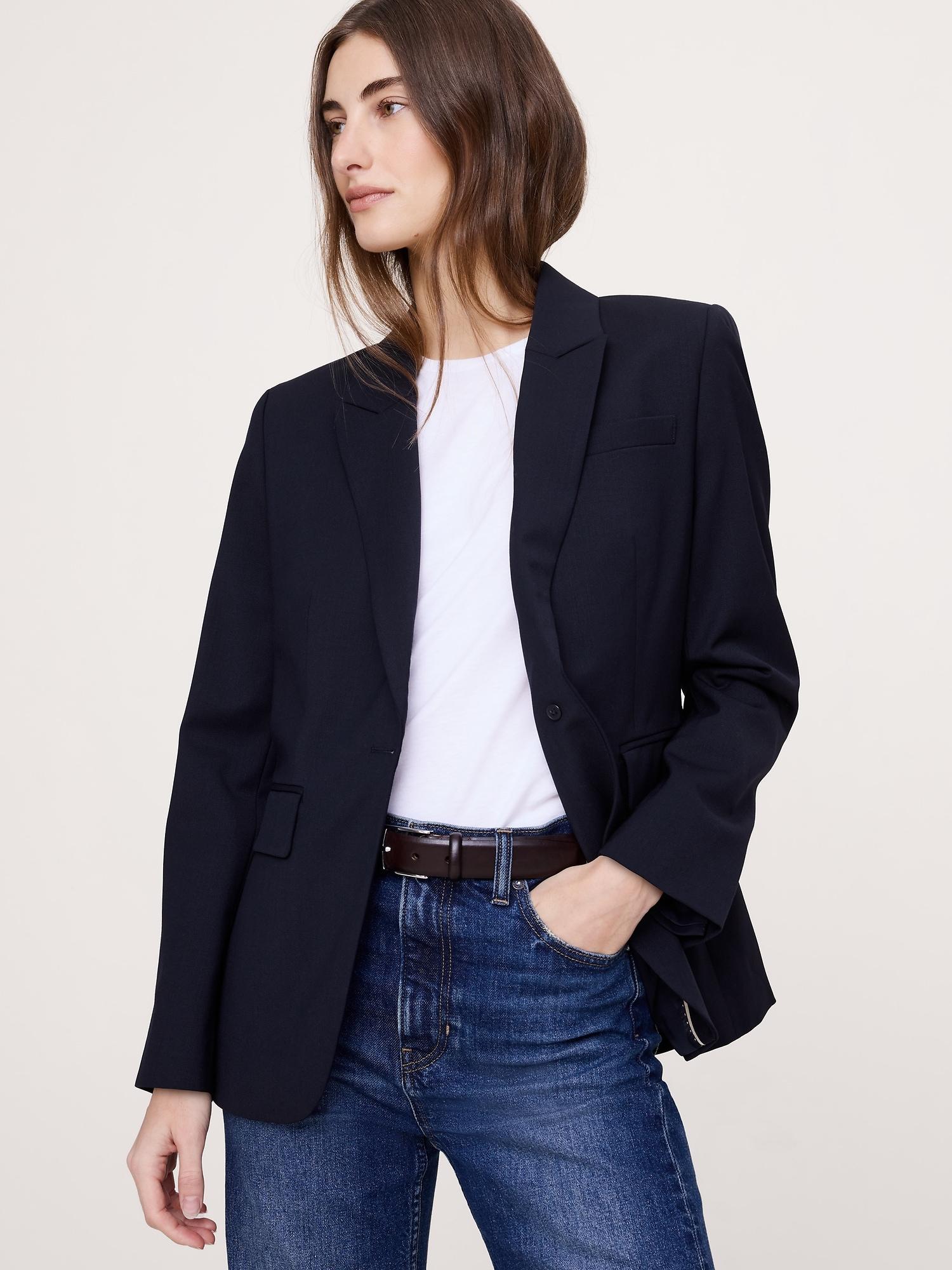 slim italian lightweight wool blazer