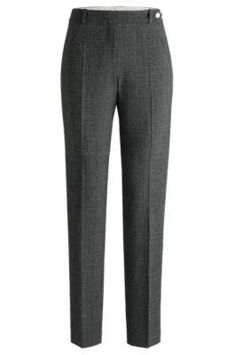 slim-leg trousers in checked stretch fabric- patterned women's formal pants