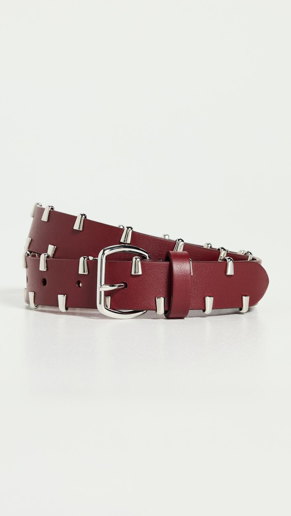 slim nappa calf all around studded belt