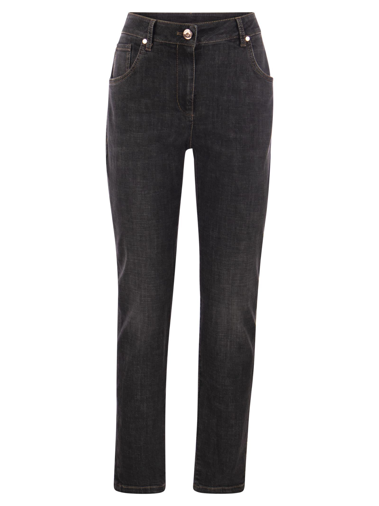 slim pants in stretch denim