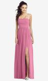 slim spaghetti strap chiffon dress with front slit