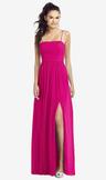 slim spaghetti strap chiffon dress with front slit